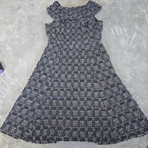 Eva Mendes NY & Co Dress Womens 6 Denim Chambray Fringe A Line Fit and Flare